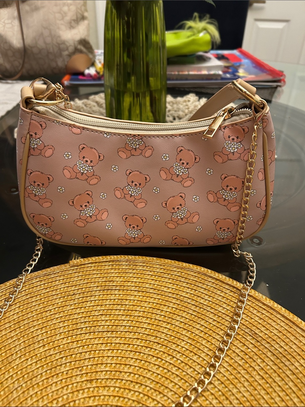NWOT Pink Teddy Print Chain-Handle Shoulder Bag  RETAIL IS $800 to $900